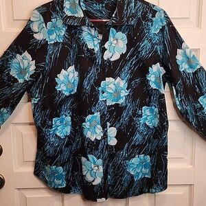 ALEX MARIE Vibrant Long Sleeve 14W BUTTON DOWN SHIRT Wrinkle Free stretch